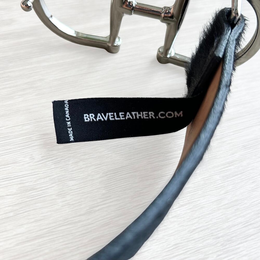 Brave Leather Kasi Hair-On Belt 32 Black Calf Hair Silver Equestrian Buckle EUC - Picture 10 of 13